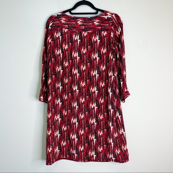 FOSSIL red feather pattern shift dress size medium - Picture 3 of 11